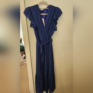 Elegant Blue Wrap Dress
